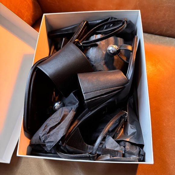 COS Atelier Sphere Heeled Sandals w Silver Accents 90s designer quiet luxury NWB - Picture 3 of 15